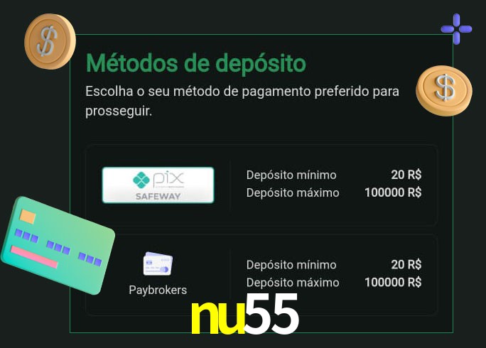 O cassino nu55 oferece uma grande variedade de métodos de pagamento